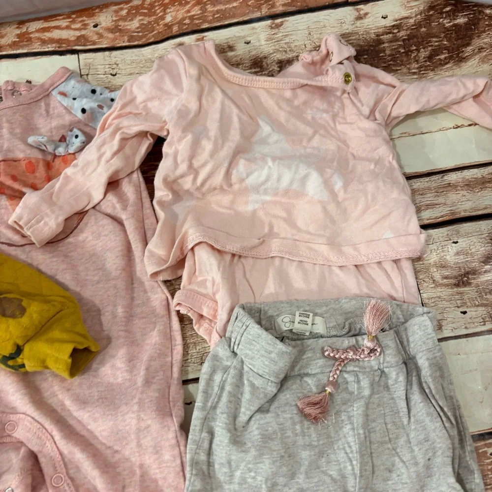 Baby Clothing Bundle - Pink, Yellow, Gray